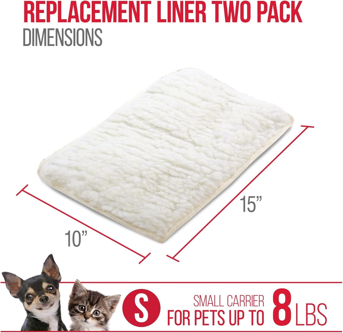 (2 Count) Replacement Liners for Travel Pet Carriers - White, Small