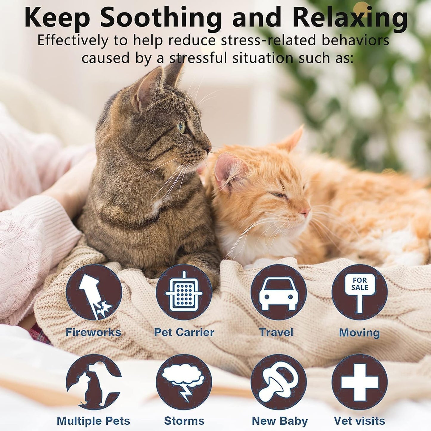 Cat Calming Collars 3 Pack, Pheromone Calming Collar for Cats, Natural, Adjustable, Waterproof Relieve Cat Anxiety Collar, Kitten Pheromone Collars for 60 Days Safe Use (Purple)