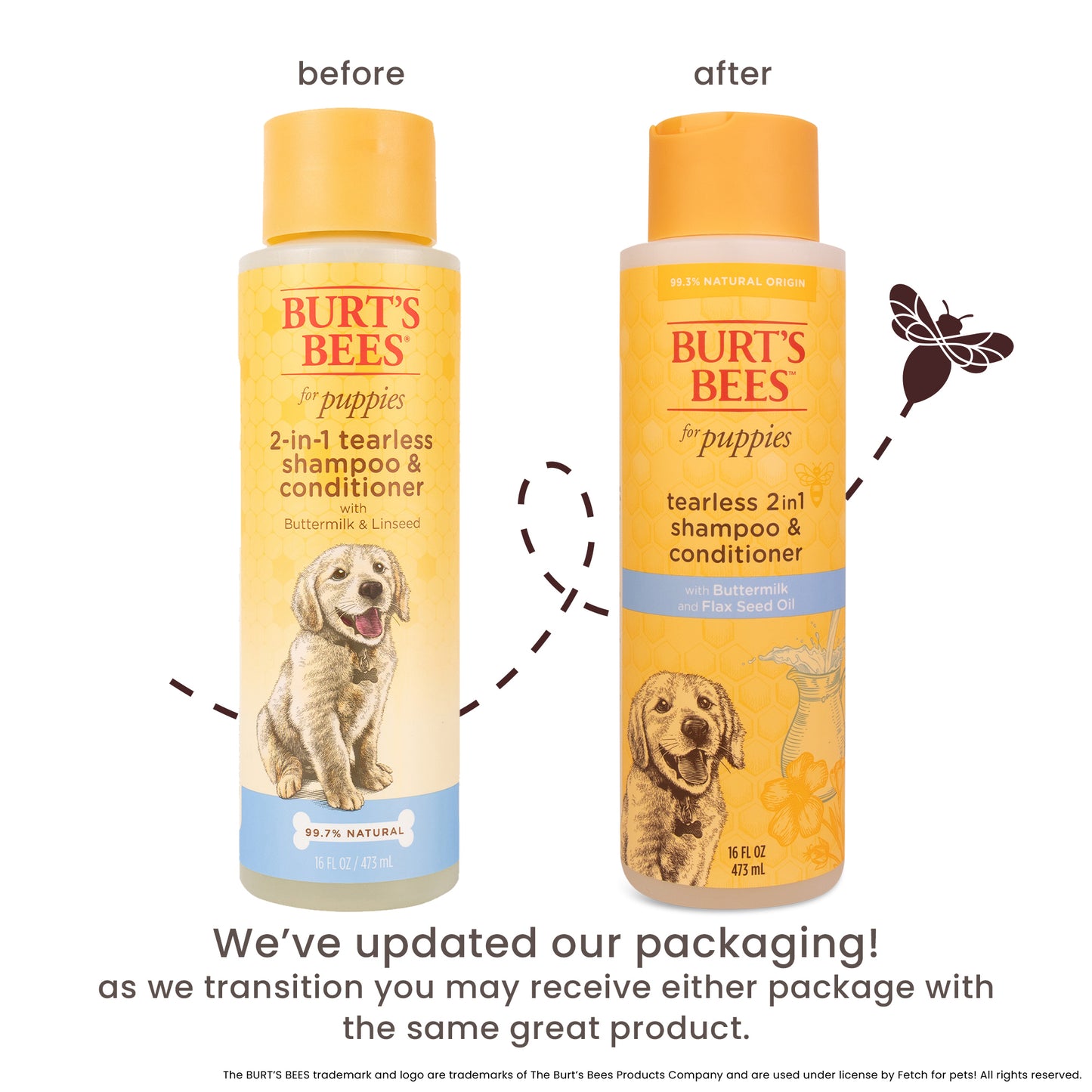 Natural Pet Care Tearless 2 -1 Dog Puppy Shampoo Conditioner Buttermilk and Linseed Oil