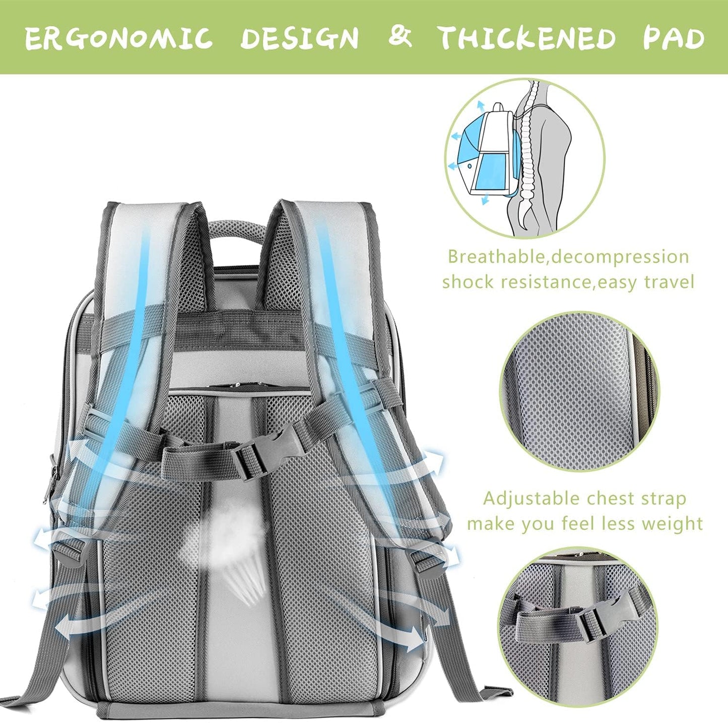 Pet Backpack Expandable - Cat Backpack Expandable - Pet Expandable Backpack Carrier for Small Dogs Backpack Carrier,Mesh Expandable Cat Backpack Carrier up to 16Lbs, Escape-Proof Zipper, Green
