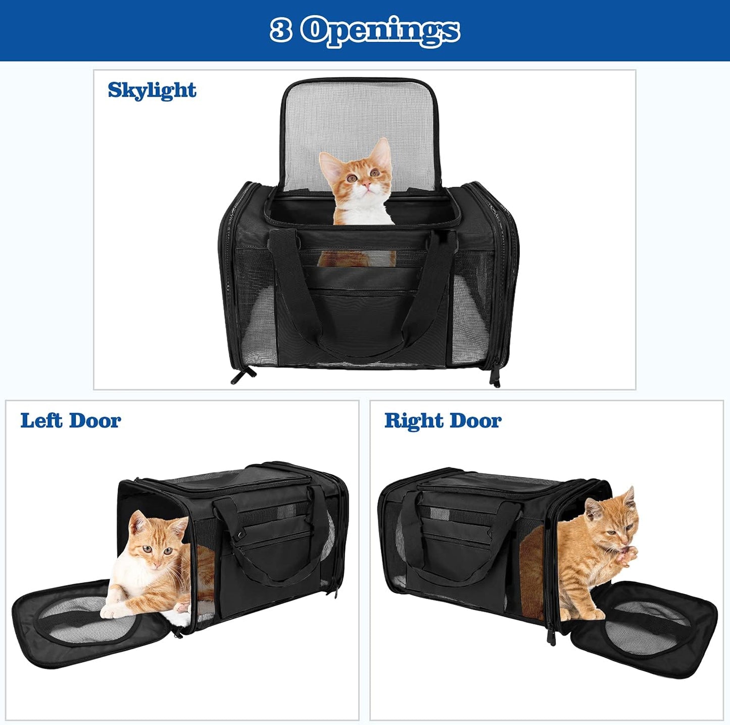 Pet Carrier Airline Approved,Dog Carriers for Small Dogs 15Lbs,Tsa Approved Pet Carriers for Small Dogs,Cat Travel Carrier for Small Medium Pets Dogs Cats,Soft Sided Pet Cat Carrier,Black