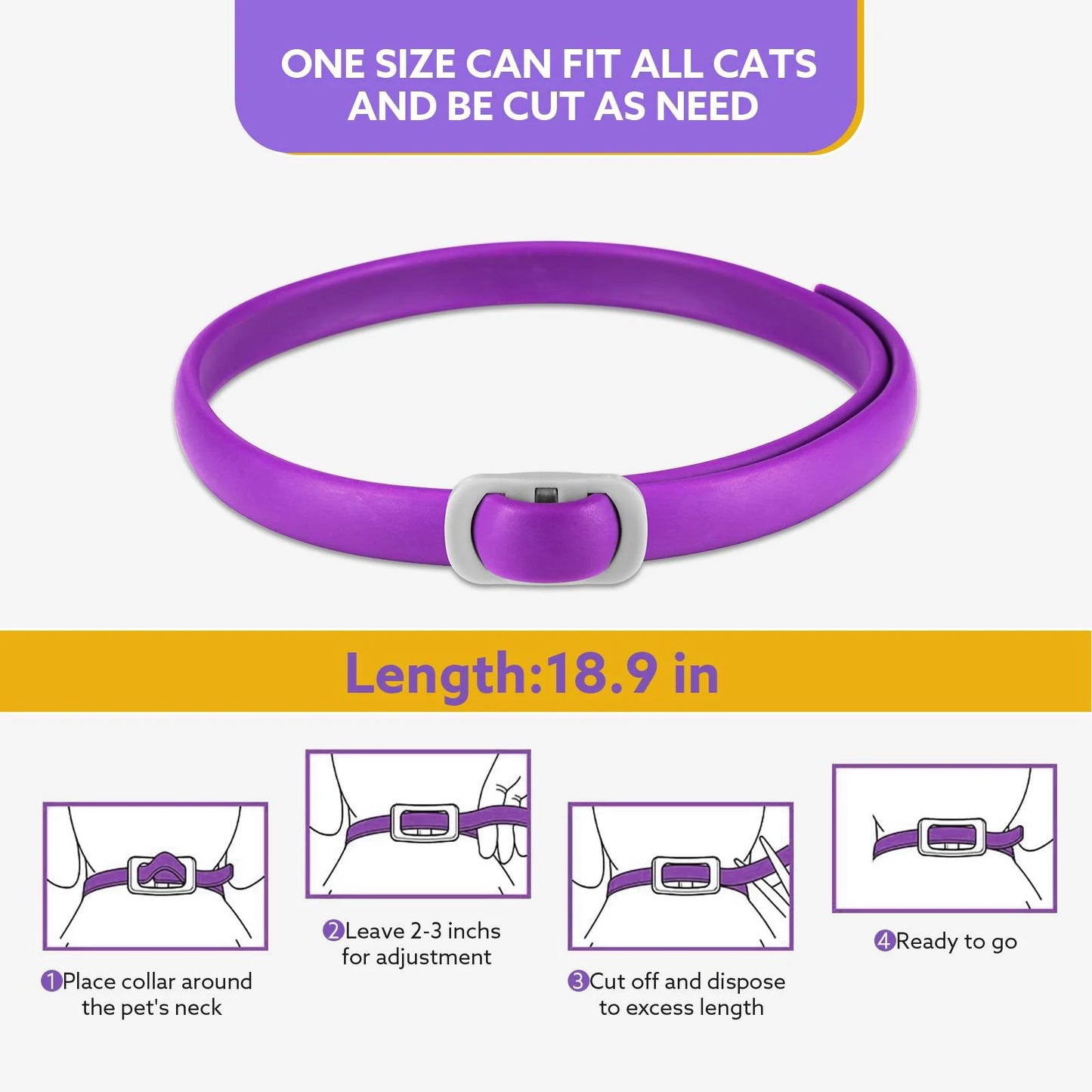 Calming Collar for Cats with Pheromones,Cat Anxiety and Calming,Up to 18.9Inch,Water Resistant,8 Pack 240 Days Supply