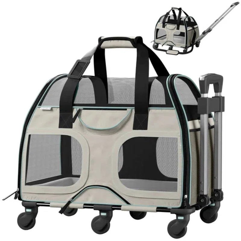 Luxury Rider Chrishawn Pet Carrier with Removable Wheels and Telescopic Handle