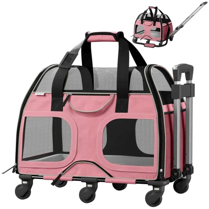 Luxury Rider Chrishawn Pet Carrier with Removable Wheels and Telescopic Handle