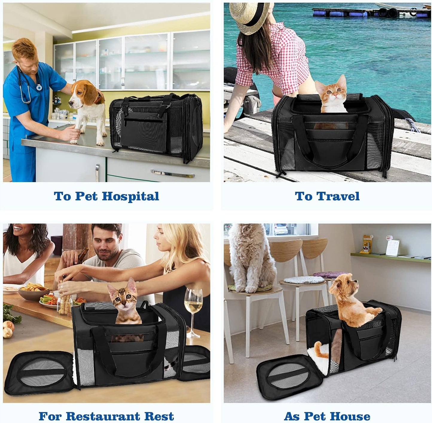 Pet Carrier Airline Approved,Dog Carriers for Small Dogs 15Lbs,Tsa Approved Pet Carriers for Small Dogs,Cat Travel Carrier for Small Medium Pets Dogs Cats,Soft Sided Pet Cat Carrier,Black