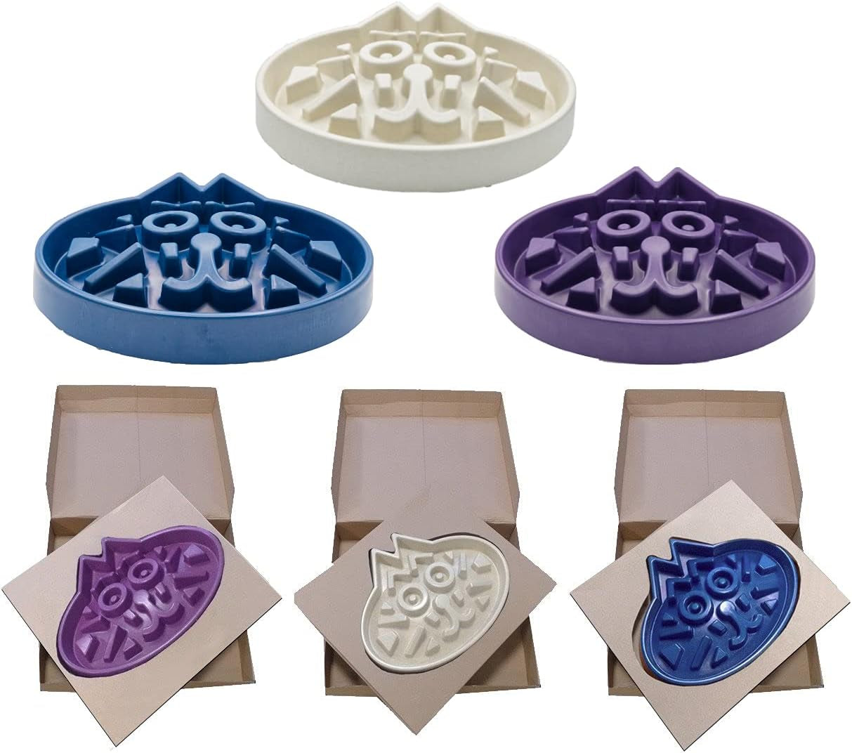 Slow Feeder Cat Bowl - Veterinarian Designed - Enrichment and Activity for Cats - Large Size - Bamboo Cat Puzzle Feeder