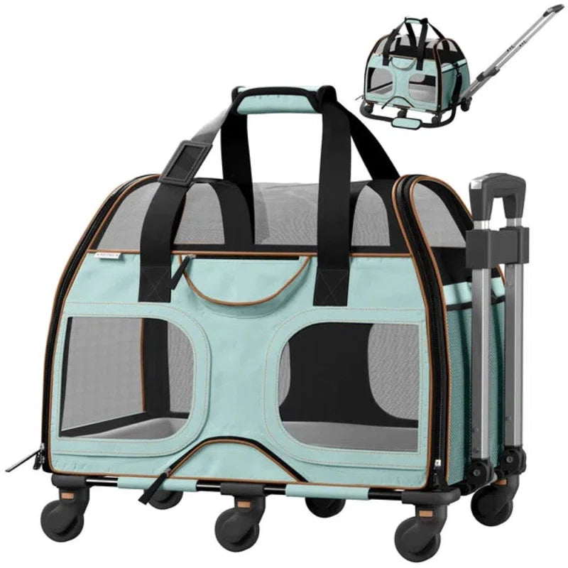 Luxury Rider Chrishawn Pet Carrier with Removable Wheels and Telescopic Handle