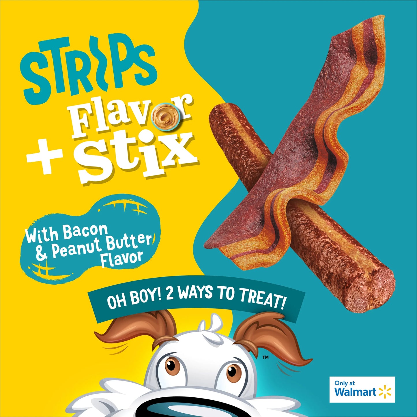 Purina Sticks & Flavor Stix Dog Treats with Bacon & Peanut Butter Tender Chews, 6 Oz Pouch