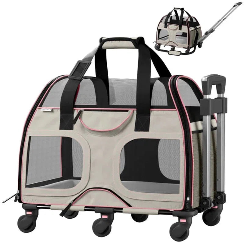 Luxury Rider Chrishawn Pet Carrier with Removable Wheels and Telescopic Handle