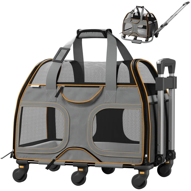 Luxury Rider Chrishawn Pet Carrier with Removable Wheels and Telescopic Handle