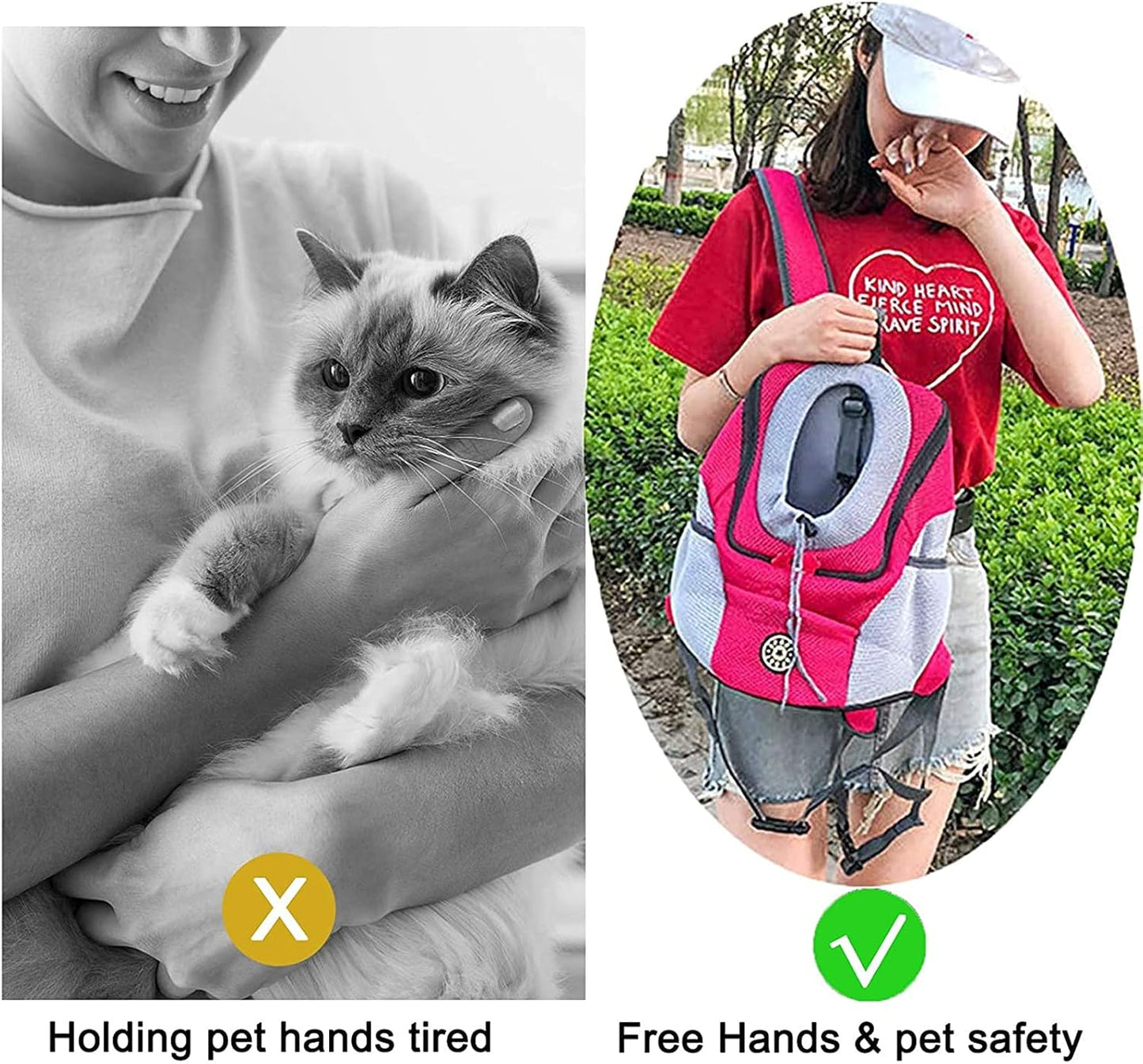 Pet Carrier Backpack, Pet Front Cat Dog Carrier, Breathable Head Out Travel Bag for Traveling Hiking Camping, S, Red