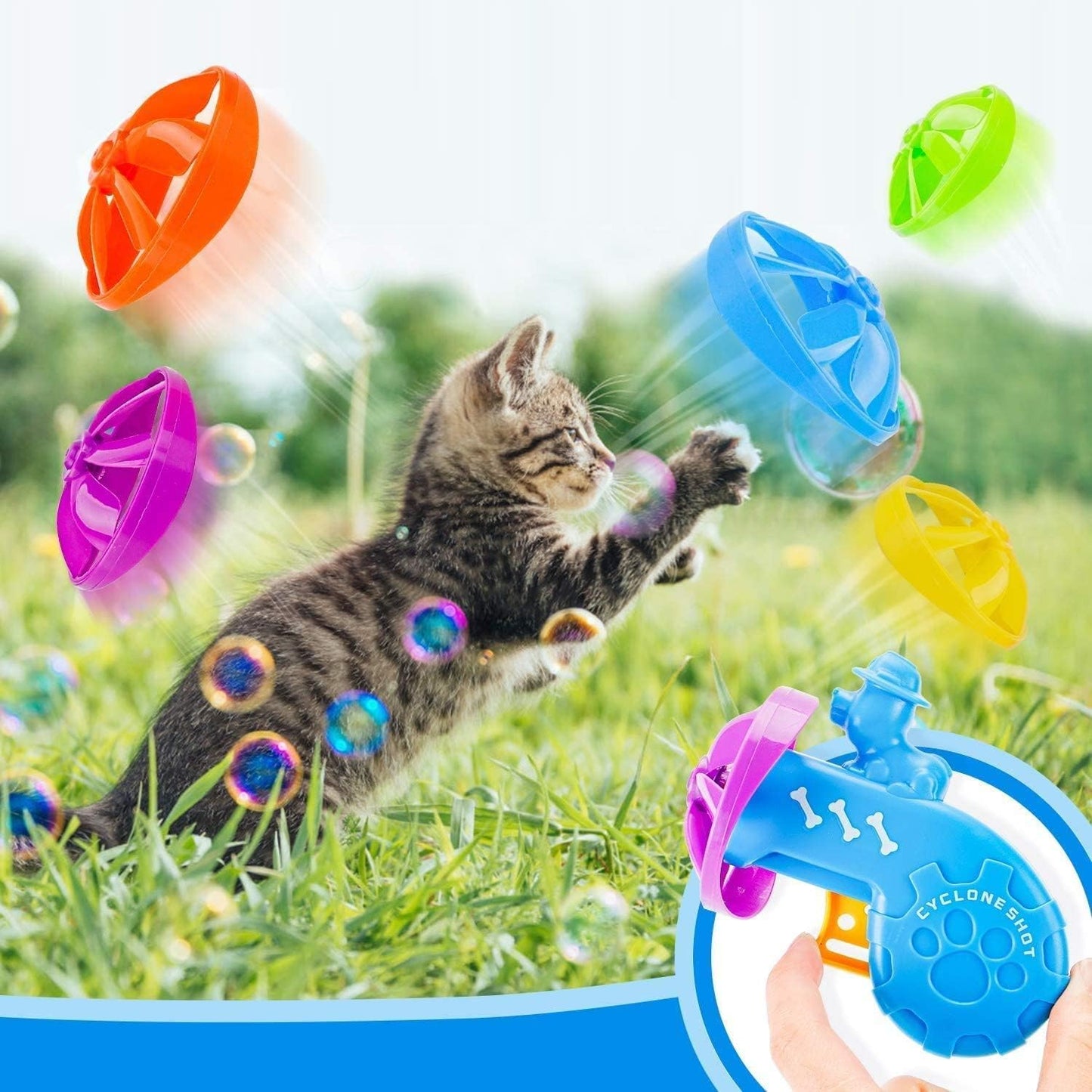 Fetch Toy for Cats, Cat Toys Kitten Toys, Cat Interactive Toys, Pet Training Exercise Chaser Tool, Kitten Fun Toys - Perfect for Chasing, Swatting, Batting (Blue3Pc)