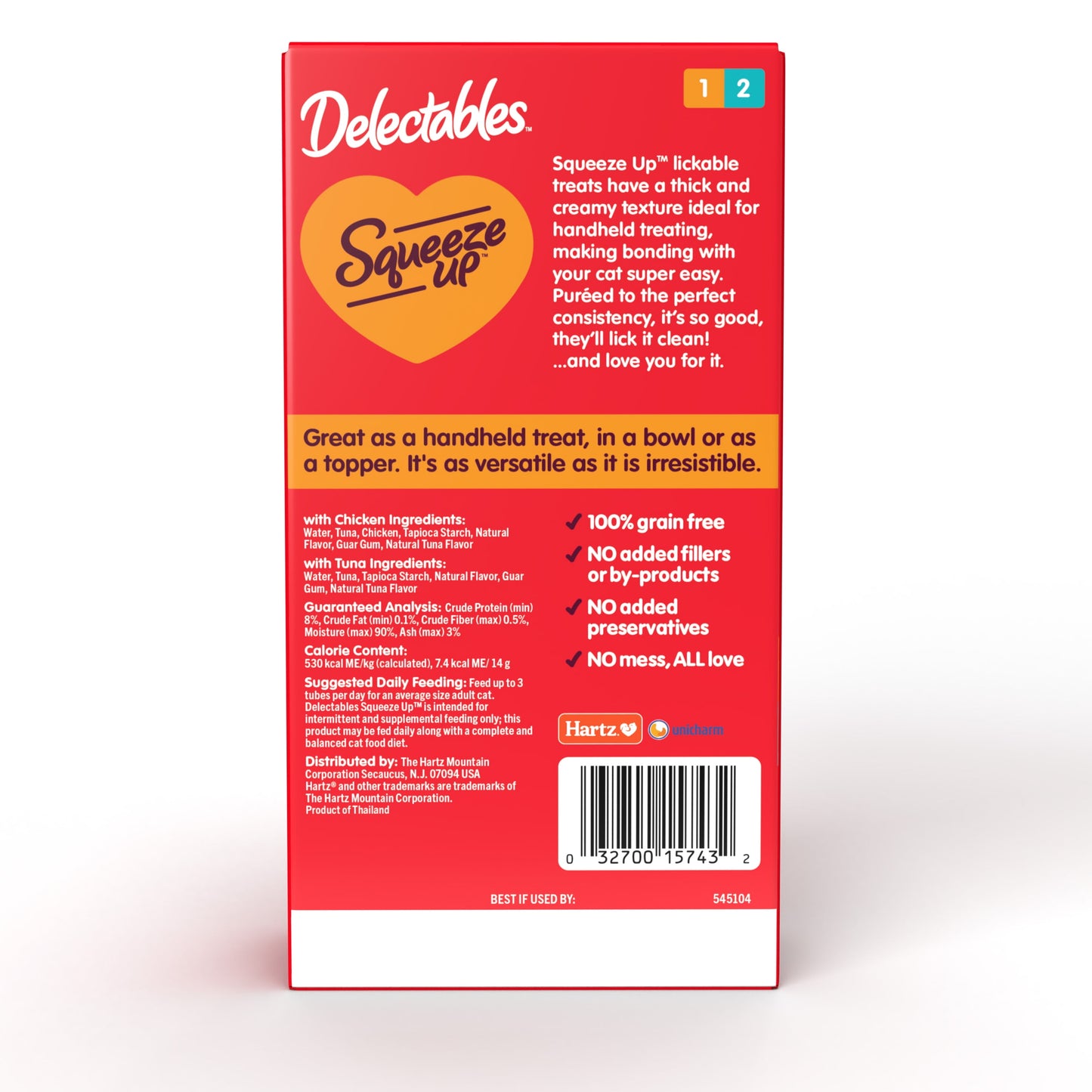 Squeeze up Lickable Cat Treats, Chicken & Tuna Variety Pack, 10 Count