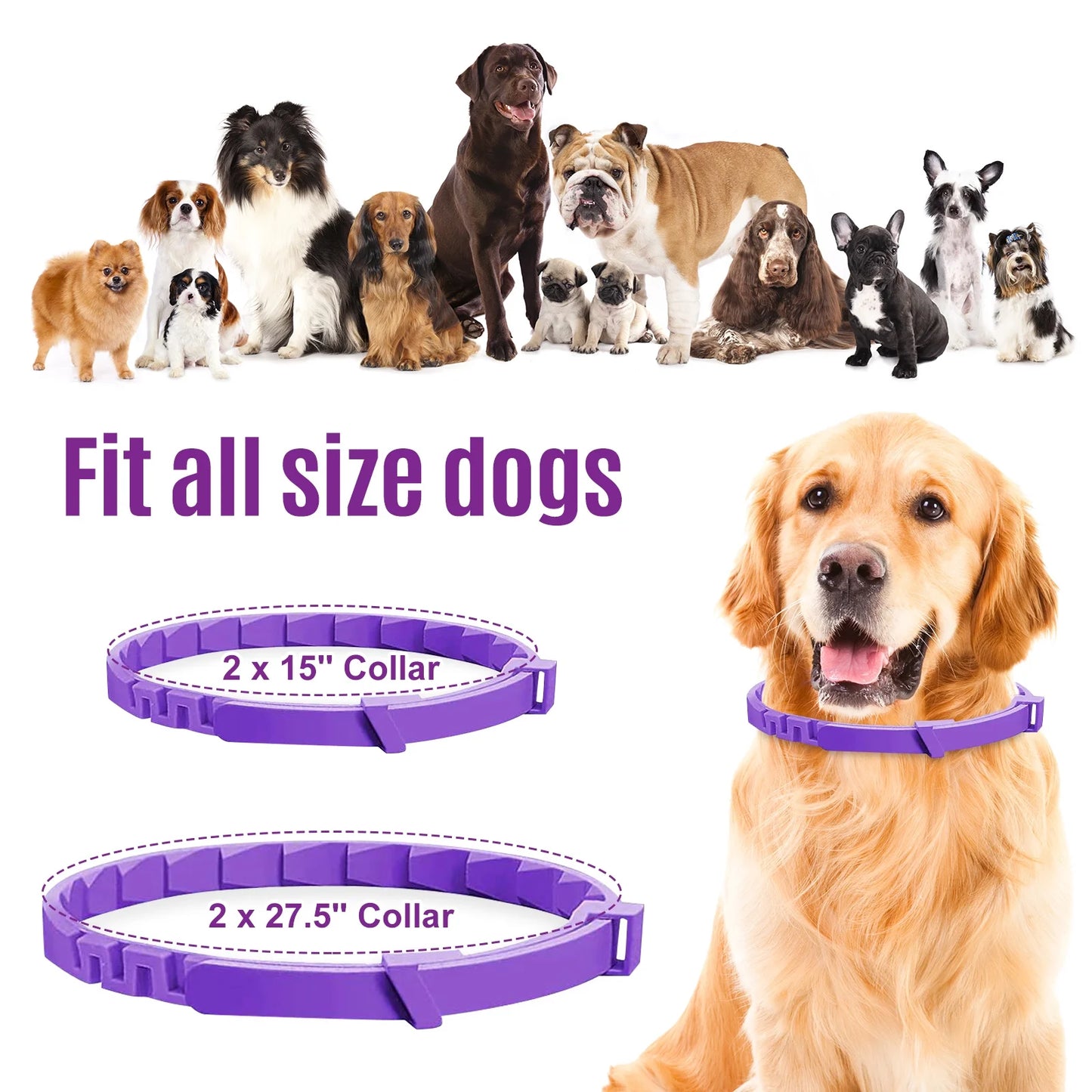 Dog Collar for Calming, Dog Calming Collar Relieve Reduce Anxiety or Stress, 2Pcs 15 Inches and 2Pcs 27.5 Inches Adjustable Calming Collar for Dogs