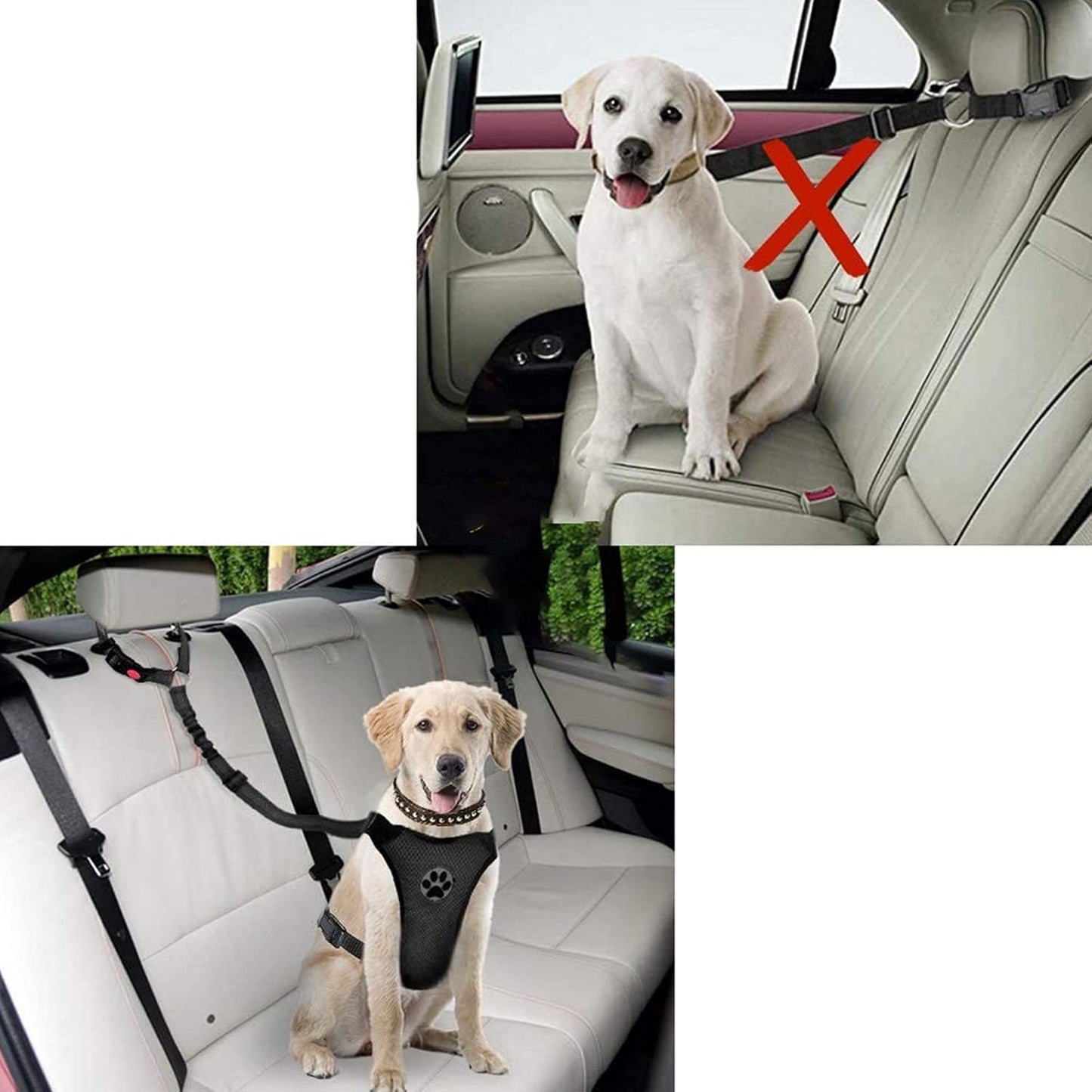 Dog Seat Belts, Nylon Pet Seat Belts Heavy-Duty, Flexible and Durable. Dog, Cat and Pet Car Seat Belts. (Black(Headrest+Headrest))