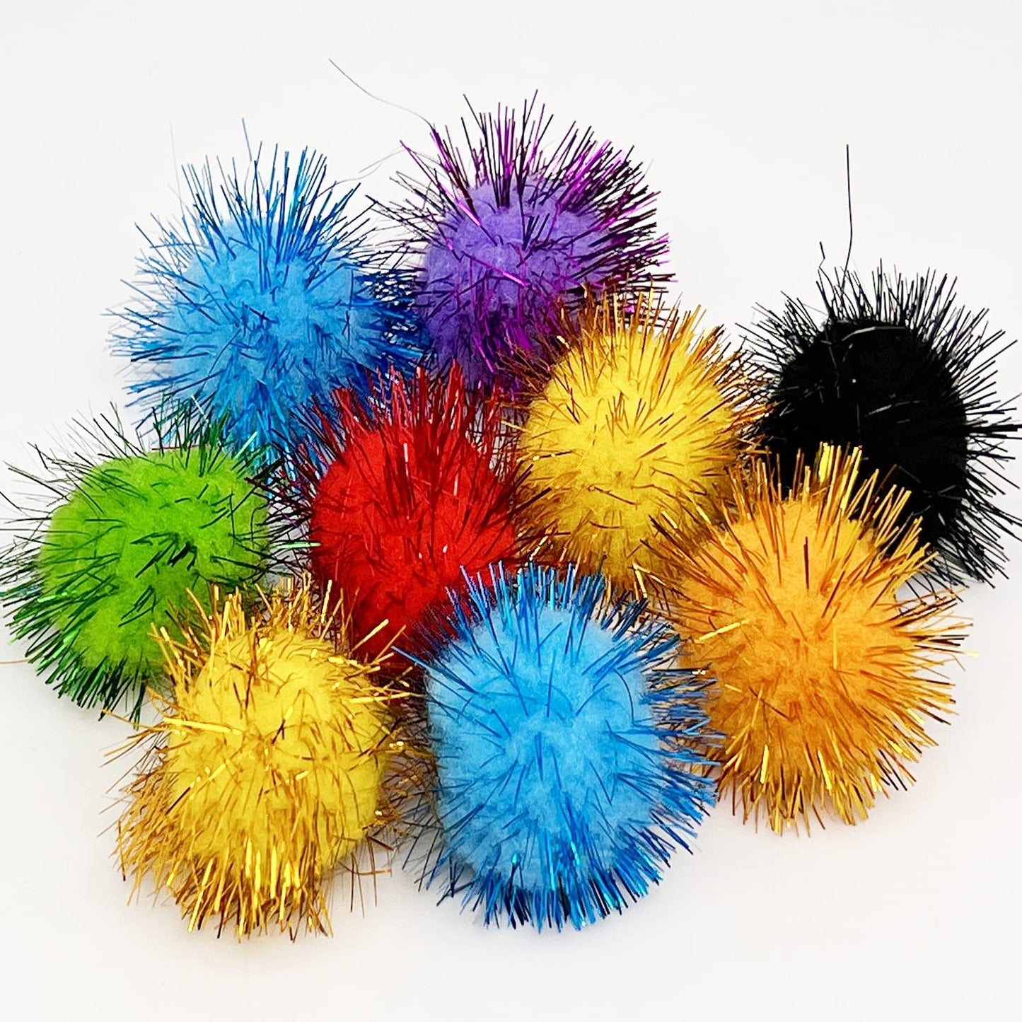 24 Pcs Cat Balls Toys 1.8 Inch Sparkle Balls Tinsel Glitter Pom Pom Balls Cat