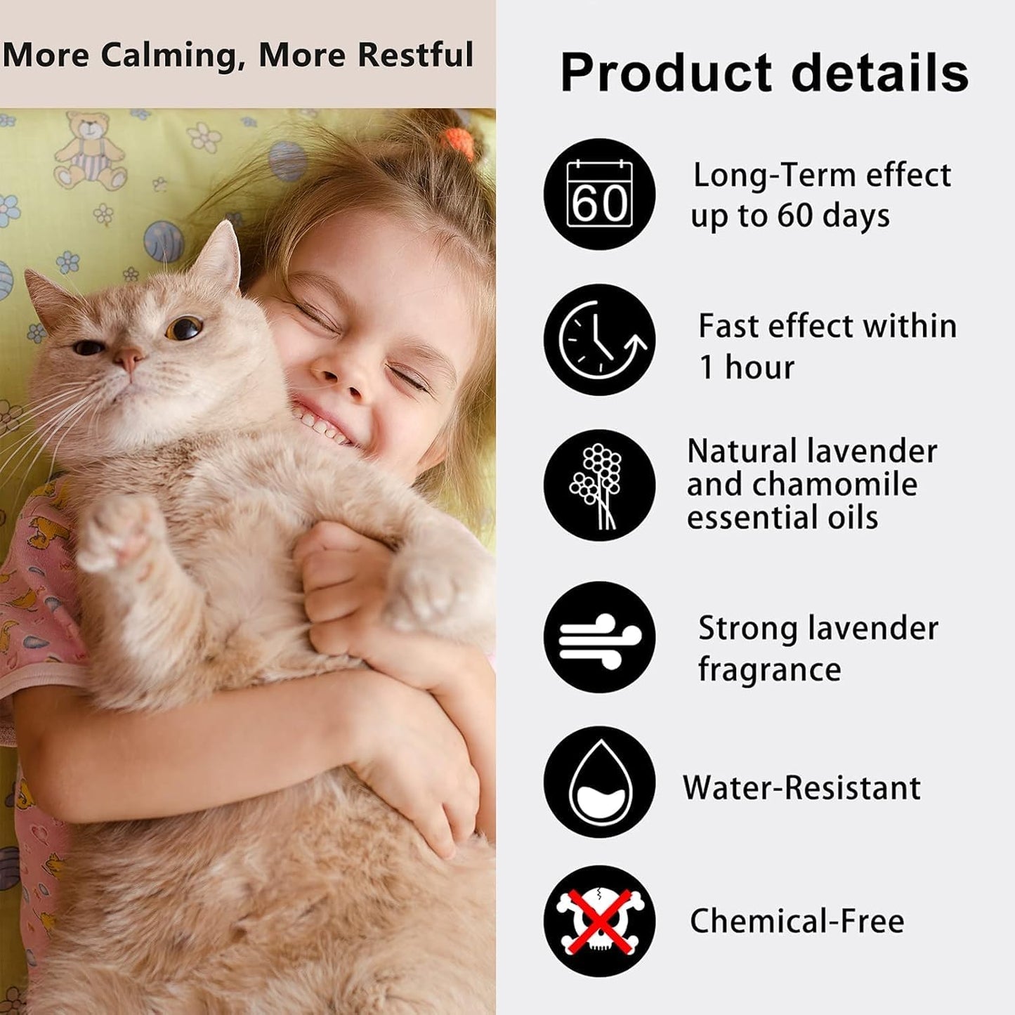Cat Calming Collars 3 Pack, Pheromone Calming Collar for Cats, Natural, Adjustable, Waterproof Relieve Cat Anxiety Collar, Kitten Pheromone Collars for 60 Days Safe Use (Purple)