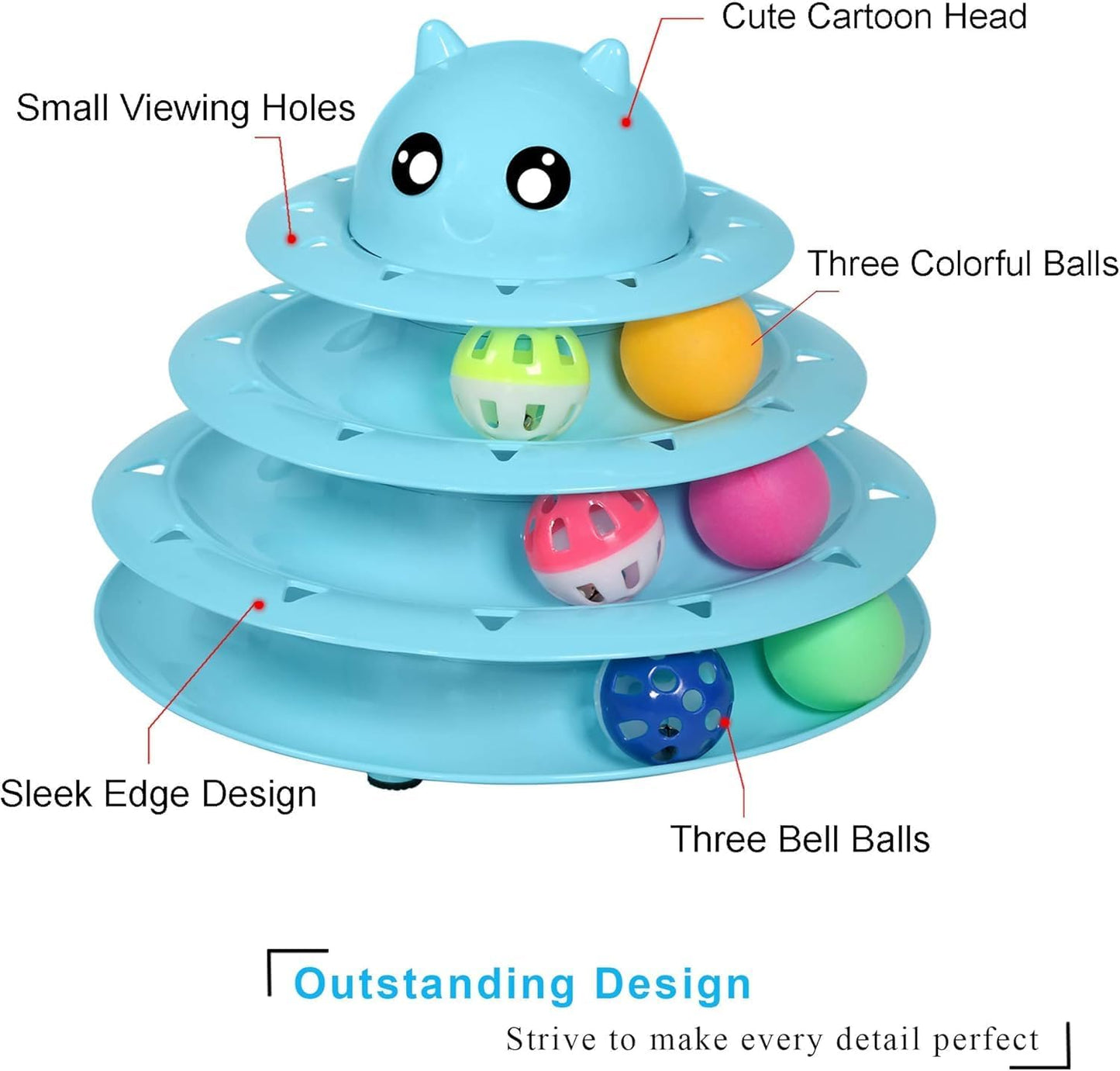 Cat Toy Roller 3-Level Turntable Cat Toys Balls with Six Colorful Balls Interactive Kitten Fun Mental Physical Exercise Puzzle Kitten Toys