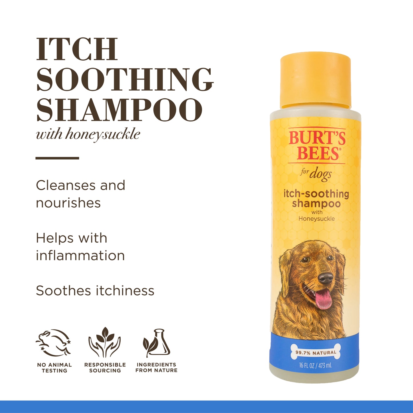Burt’S Bees Dog Itch Soothing Shampoo, Honeysuckle Scent 16 Ounces
