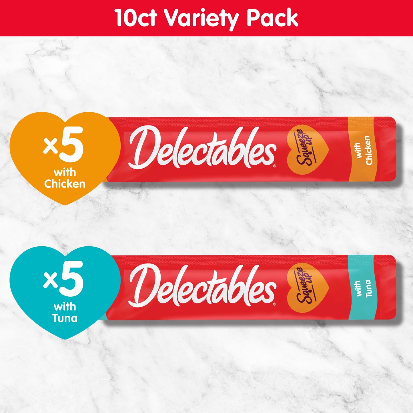 Squeeze up Lickable Cat Treats, Chicken & Tuna Variety Pack, 10 Count