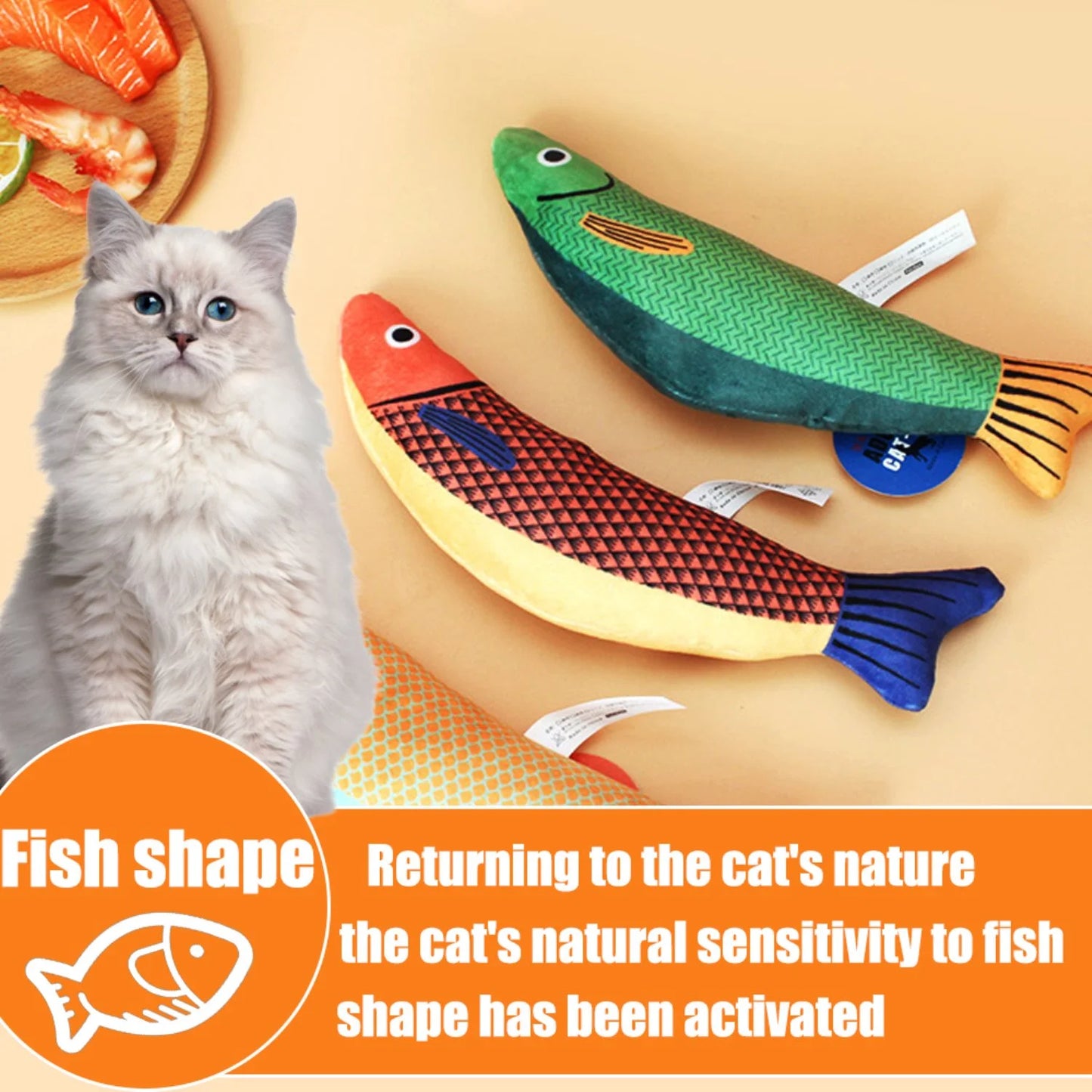 Cats Catnip Toys, Realistic Fish Interactive Toys for Kitty Pets