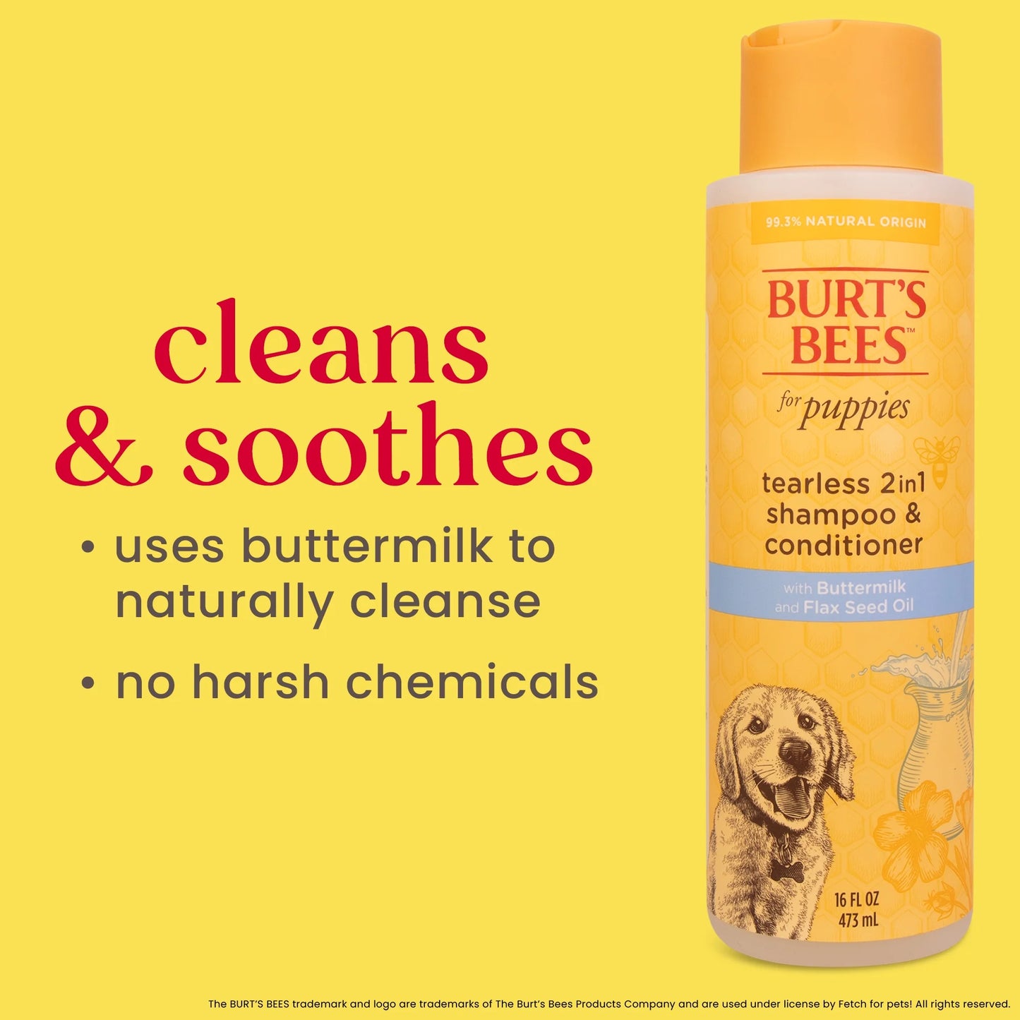 Natural Pet Care Tearless 2 -1 Dog Puppy Shampoo Conditioner Buttermilk and Linseed Oil