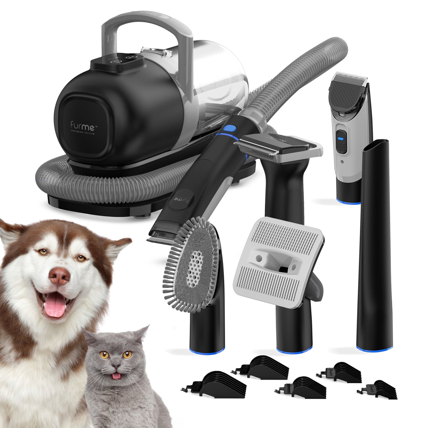 Original Pet Grooming Vacuum Kit, 5 Pet Grooming Tools, Works for All Dogs, Cats, and Pet Fur