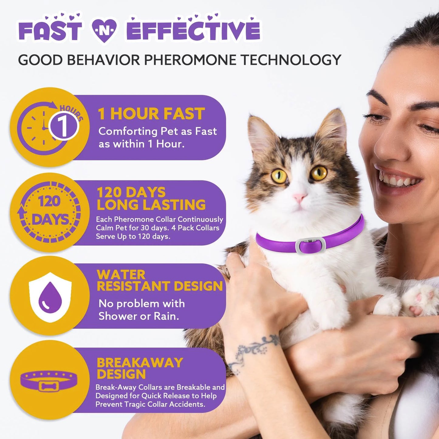 Calming Collar for Cats with Pheromones,Cat Anxiety and Calming,Up to 18.9Inch,Water Resistant,8 Pack 240 Days Supply