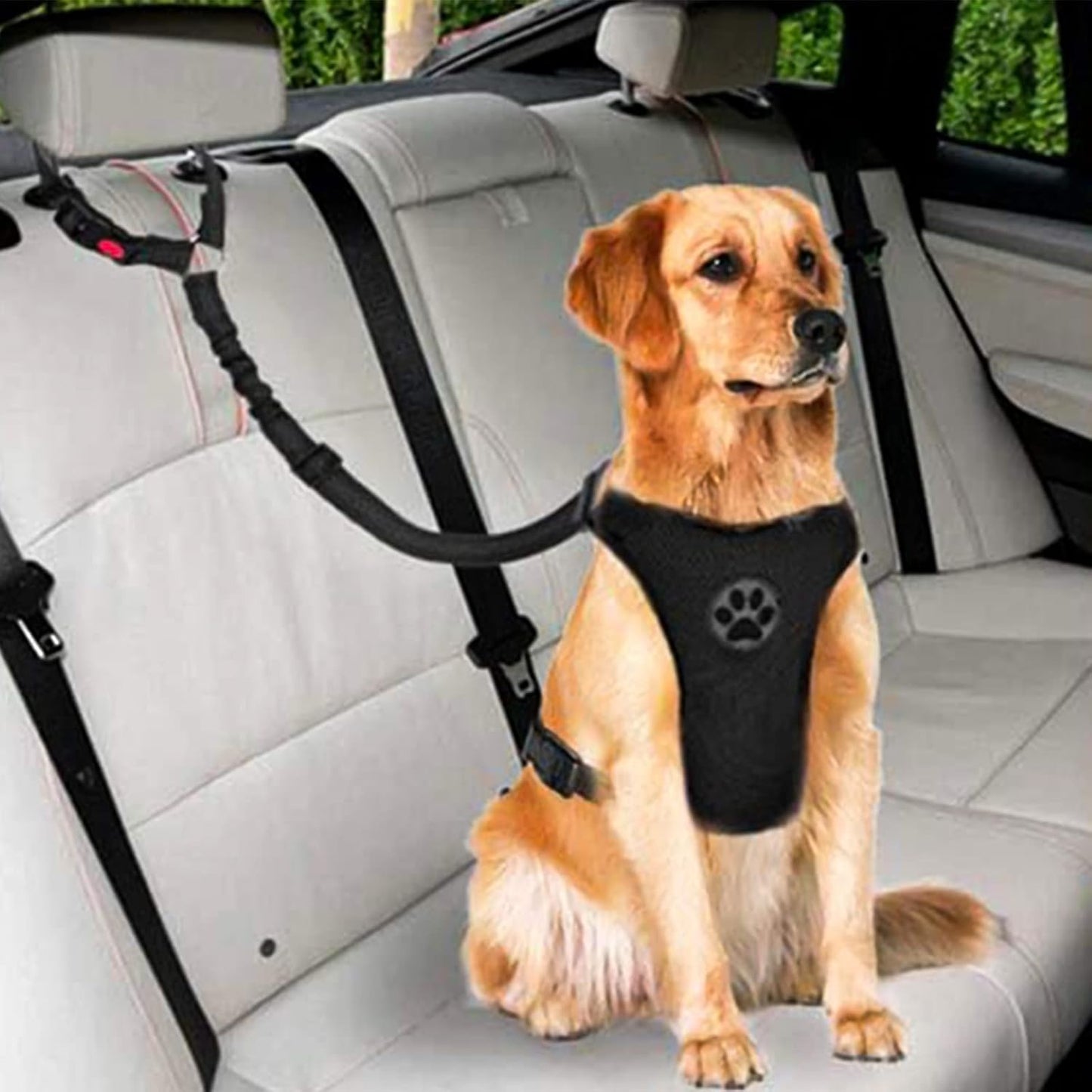 Dog Seat Belts, Nylon Pet Seat Belts Heavy-Duty, Flexible and Durable. Dog, Cat and Pet Car Seat Belts. (Black(Headrest+Headrest))