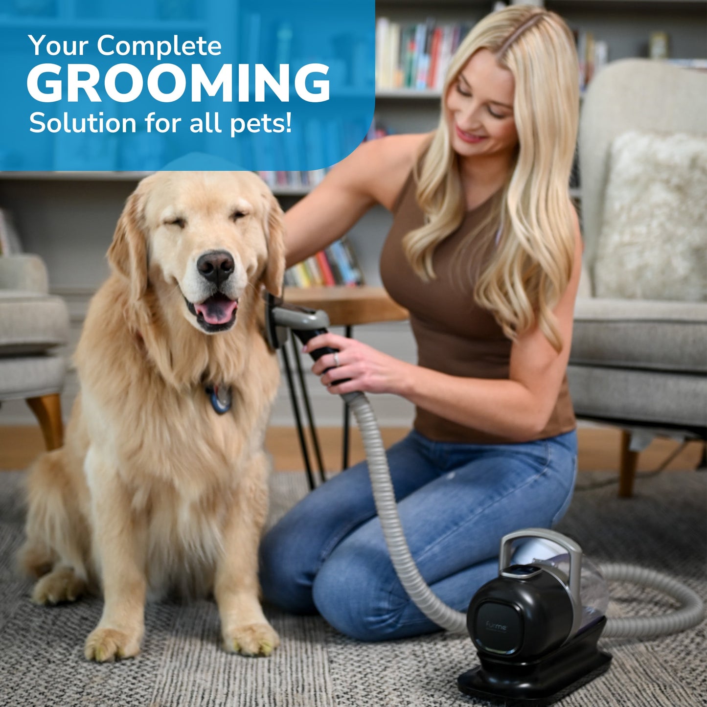 Original Pet Grooming Vacuum Kit, 5 Pet Grooming Tools, Works for All Dogs, Cats, and Pet Fur