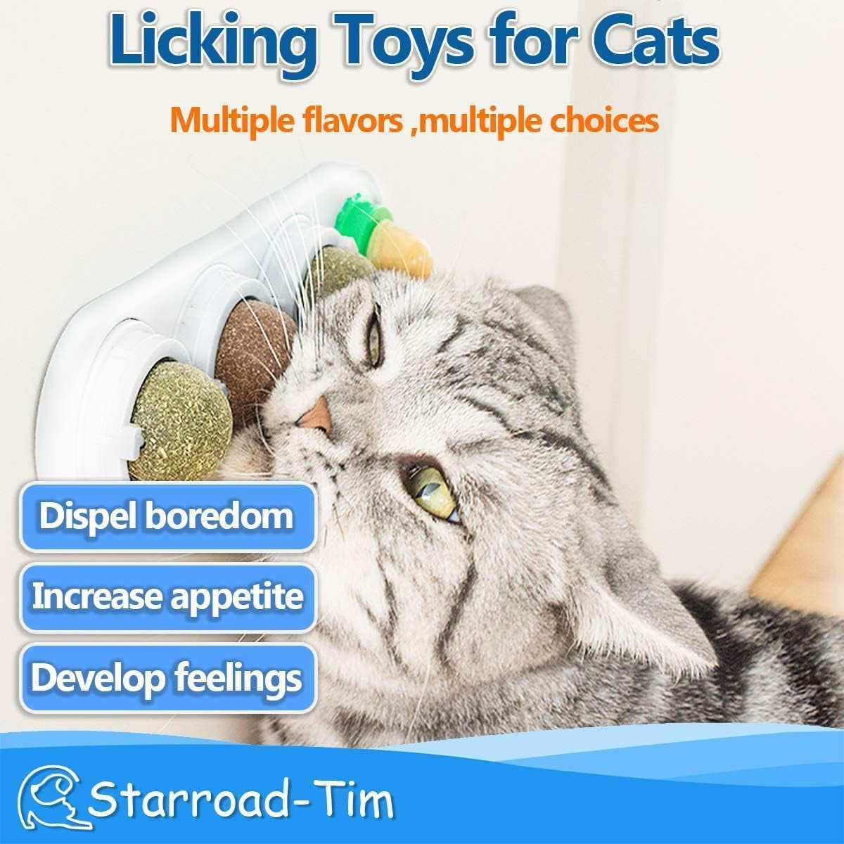 Catnip Balls Catnip Toy for Cats Rotatable Edible Balls Natural Healthy Self-Adhesive Catnip Edible Balls (White)