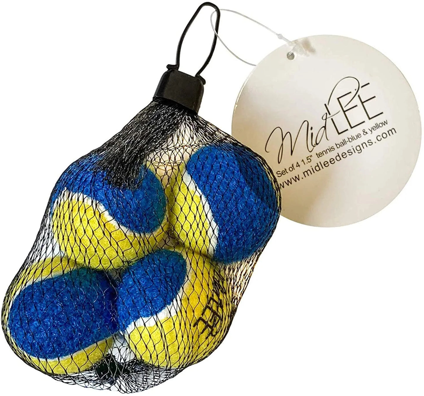 Mini Dog Tennis Balls - Blue/Yellow- Pack of 4