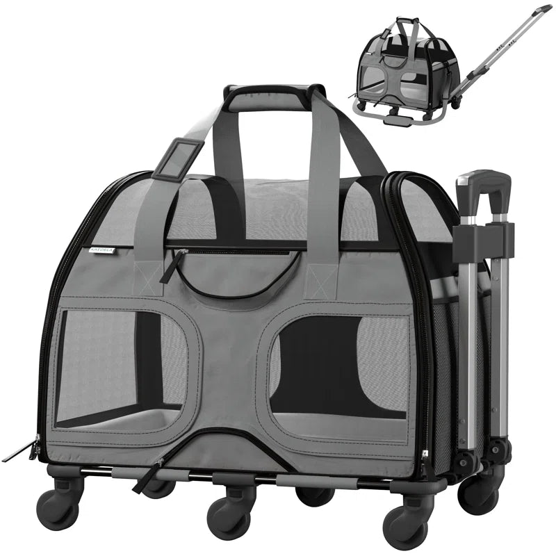 Luxury Rider Chrishawn Pet Carrier with Removable Wheels and Telescopic Handle