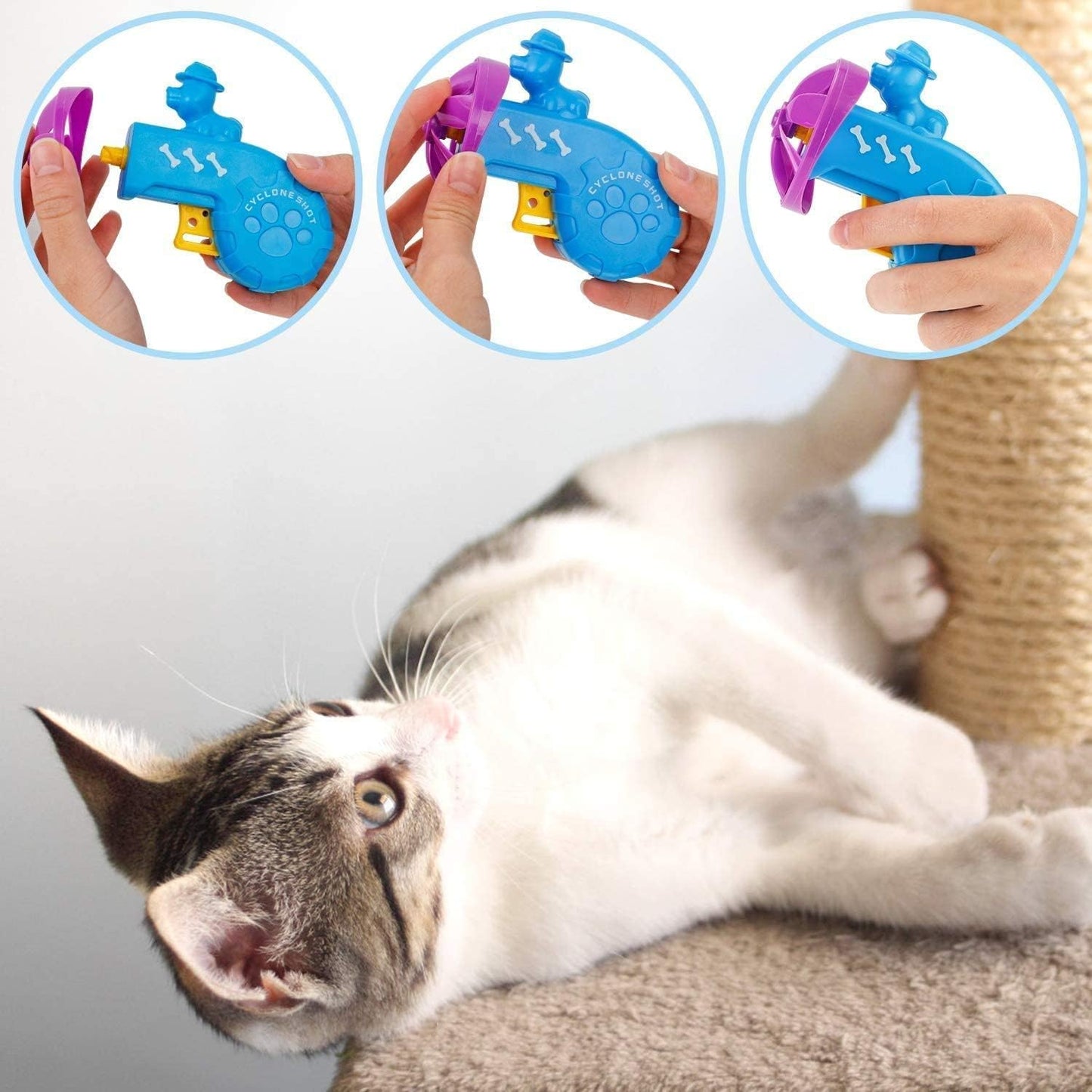 Fetch Toy for Cats, Cat Toys Kitten Toys, Cat Interactive Toys, Pet Training Exercise Chaser Tool, Kitten Fun Toys - Perfect for Chasing, Swatting, Batting (Blue3Pc)