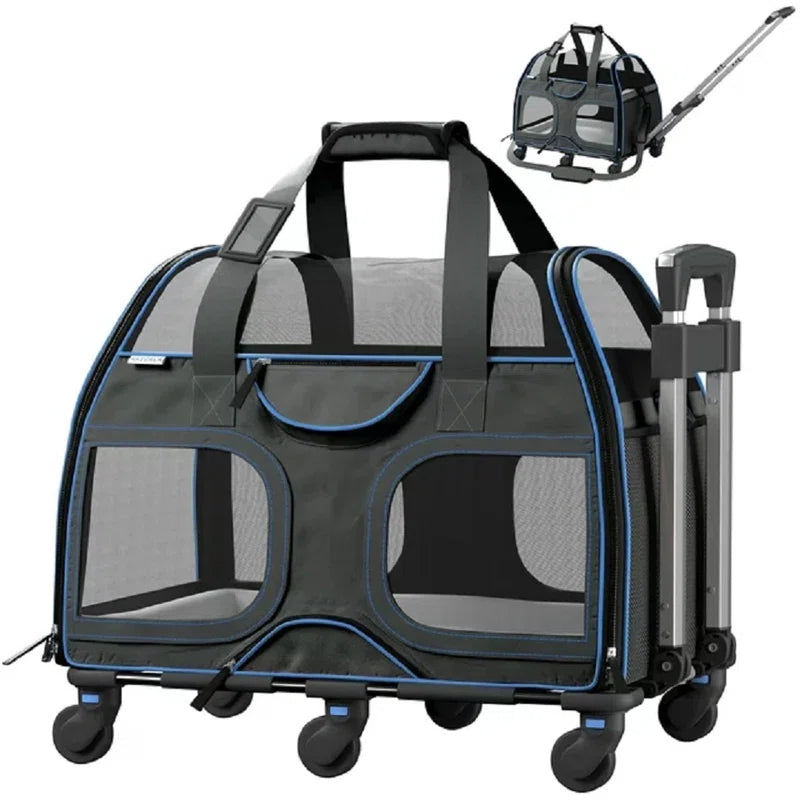 Luxury Rider Chrishawn Pet Carrier with Removable Wheels and Telescopic Handle