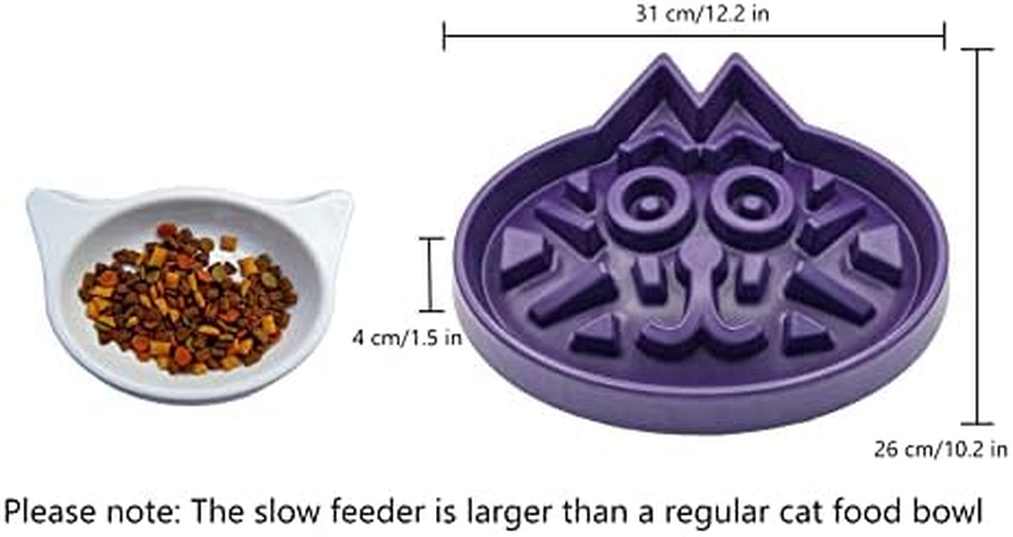 Slow Feeder Cat Bowl - Veterinarian Designed - Enrichment and Activity for Cats - Large Size - Bamboo Cat Puzzle Feeder