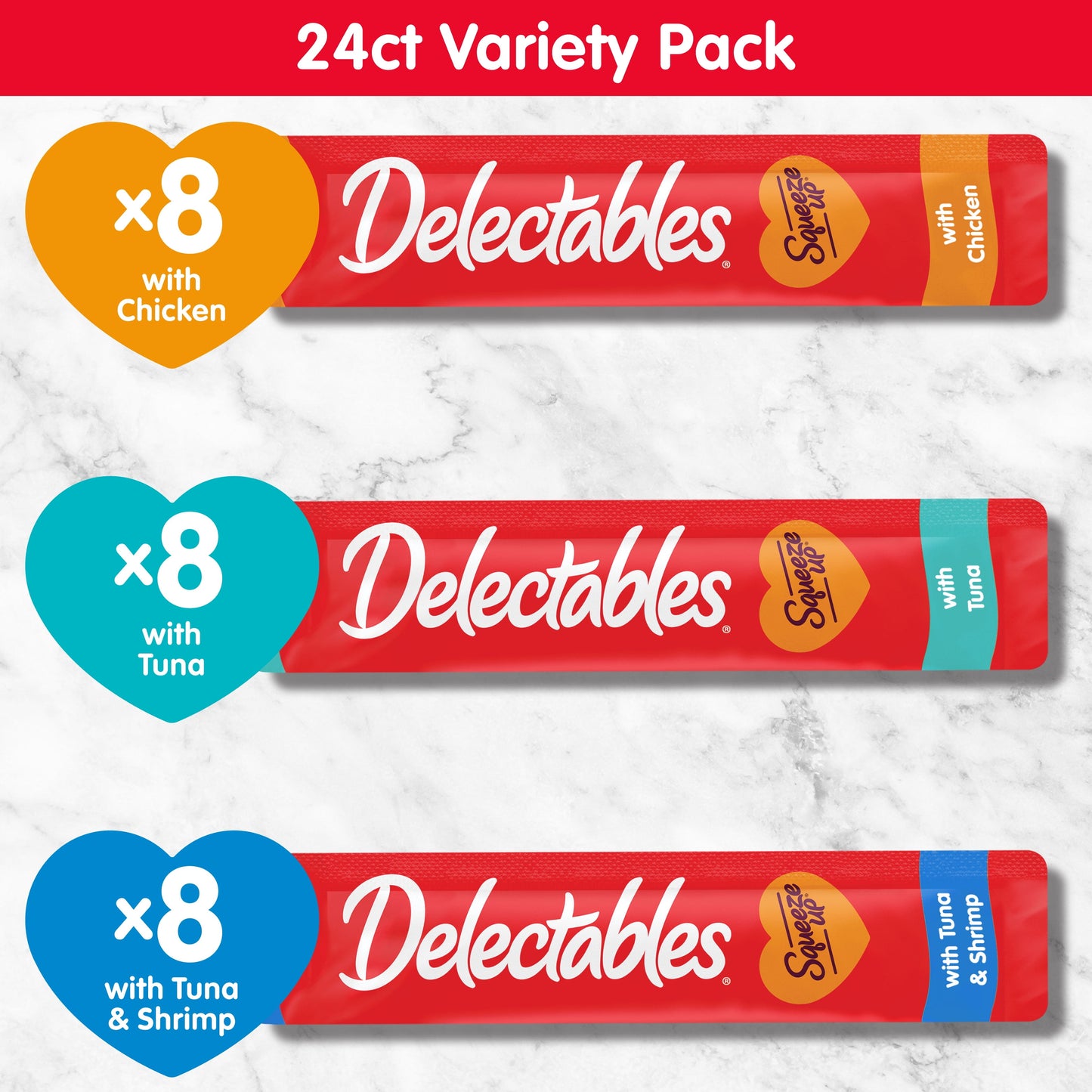 Hartz Squeeze up Variety Pack Interactive Lickable Wet Cat Treat, 0.5Oz (24 Count)