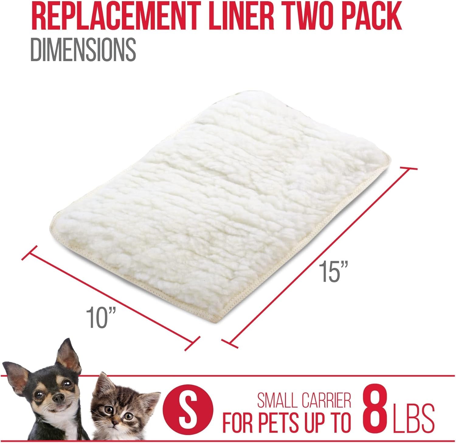 (2 Count) Replacement Liners for Travel Pet Carriers - White, Small