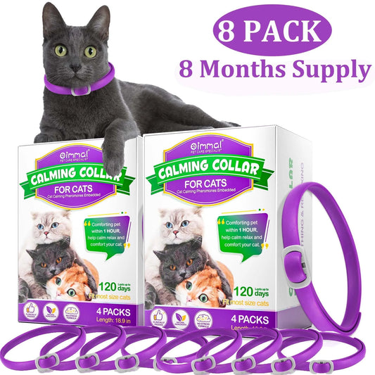 Calming Collar for Cats with Pheromones,Cat Anxiety and Calming,Up to 18.9Inch,Water Resistant,8 Pack 240 Days Supply