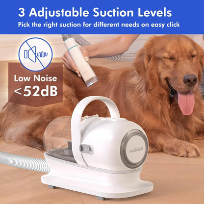 Neabot P1 Pro Dog Grooming Kit with Vacuum, 5-In-1 Low-Noise Pet Clippers, Deshedding Brush