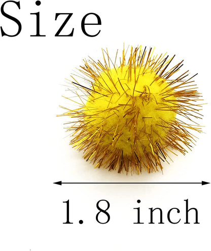24 Pcs Cat Balls Toys 1.8 Inch Sparkle Balls Tinsel Glitter Pom Pom Balls Cat