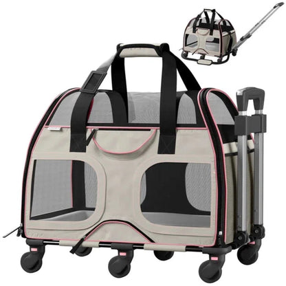 Luxury Rider Chrishawn Pet Carrier with Removable Wheels and Telescopic Handle