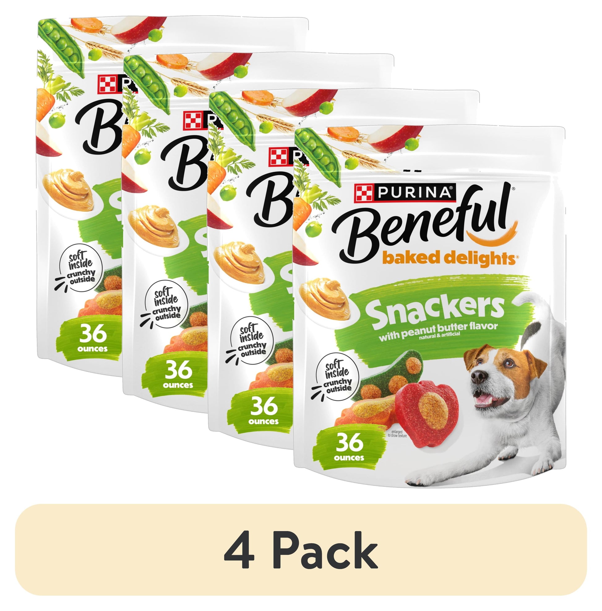 (4 Pack)  Beneful Produced in USA Facilities Dog Training Treats for Dogs, Baked Delights Snackers