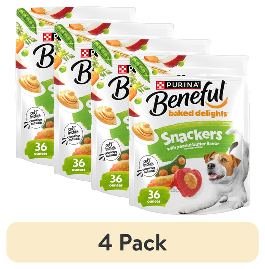 (4 Pack)  Beneful Produced in USA Facilities Dog Training Treats for Dogs, Baked Delights Snackers
