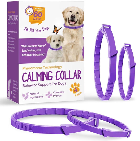 Dog Collar for Calming, Dog Calming Collar Relieve Reduce Anxiety or Stress, 2Pcs 15 Inches and 2Pcs 27.5 Inches Adjustable Calming Collar for Dogs