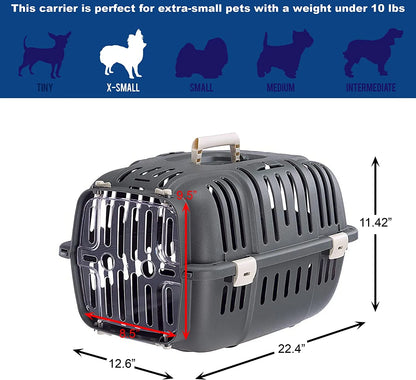 Jet Pet Carrier: Value Dog Carrier Suitable for "XS" Dog Breeds & Small Cats, 22L X 14.5W X 13H Inches, Gray