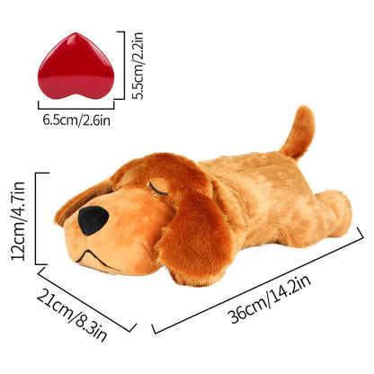 Doggy Heartbeat Stuffed Toy, Pet Anxiety Relief Sleep Aid Calming Toys, Dark Brown