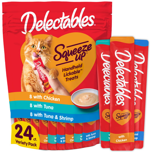 Hartz  Squeeze up Variety Pack Interactive Lickable Wet Cat Treat, 0.5Oz (24 Count)