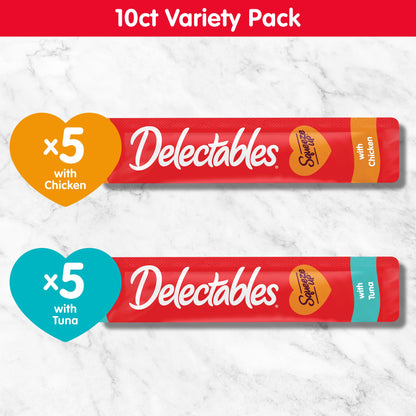 Squeeze up Lickable Cat Treats, Chicken & Tuna Variety Pack, 10 Count