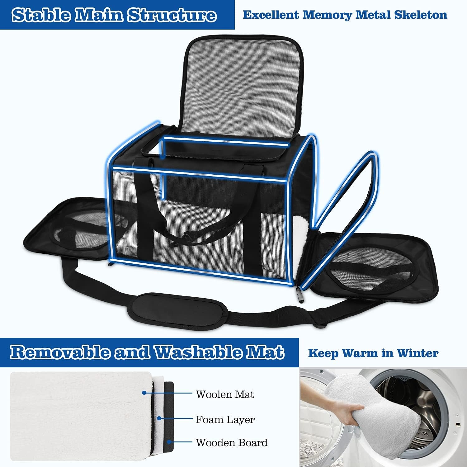 Pet Carrier Airline Approved,Dog Carriers for Small Dogs 15Lbs,Tsa Approved Pet Carriers for Small Dogs,Cat Travel Carrier for Small Medium Pets Dogs Cats,Soft Sided Pet Cat Carrier,Black